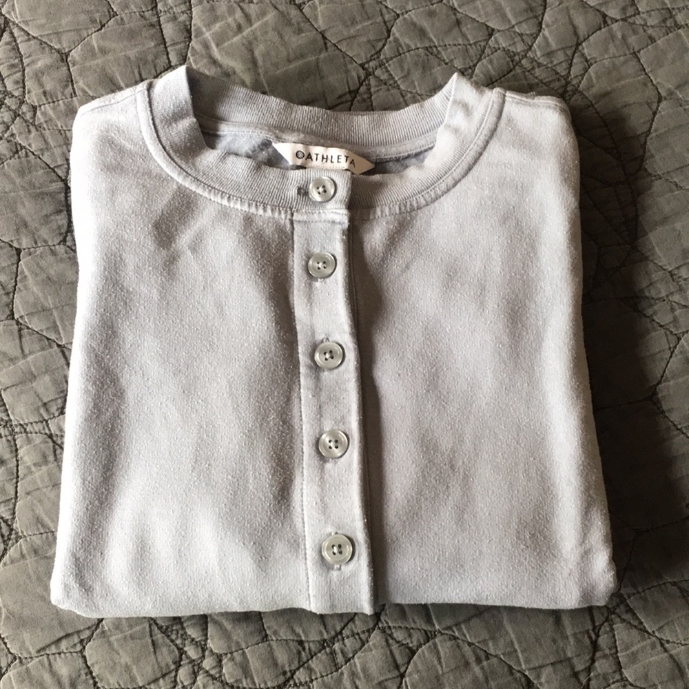Athleta Balance Henley Blue Sweatshirt Size SP